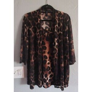Zero 2 Eight Tops Blouse Women's 1X, Animal Print, 3/4 Sleeve, Polyester,...